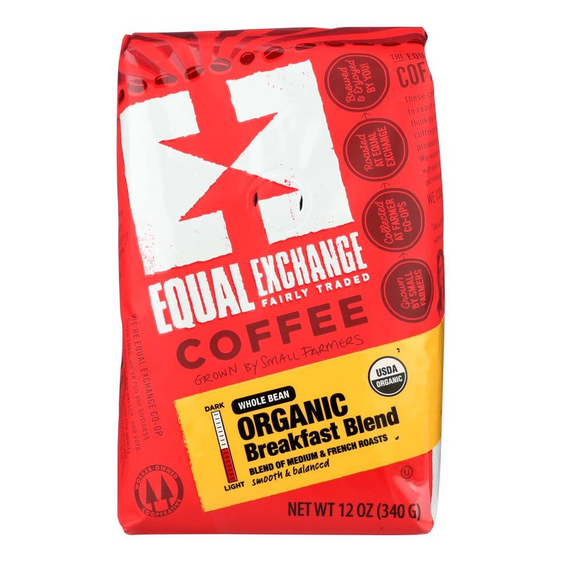 Equal Exchange Organic Breakfast Blend Whole Bean Coffee (Pack of 6 - 12 Oz.) - Cozy Farm 