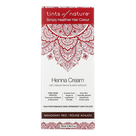 Tints Of Natura Henna Cream Mahogany Red, 2.46 Fl Oz. - Cozy Farm 