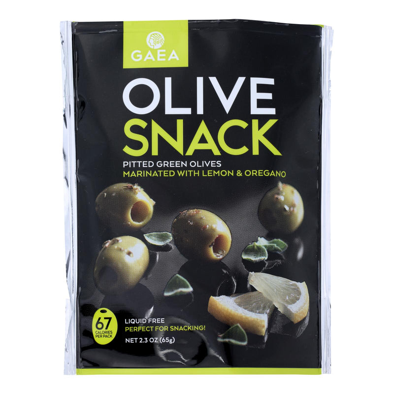 Gaea Olives (Pack of 8) - Green, Pitted with Oregano and Lemon - Snack Pack 2.3 Oz - Cozy Farm 