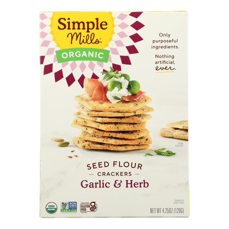 Simple Mills Garlic and Herb Seed Flour Crackers (4.25 Oz., Pack of 6) - Cozy Farm 