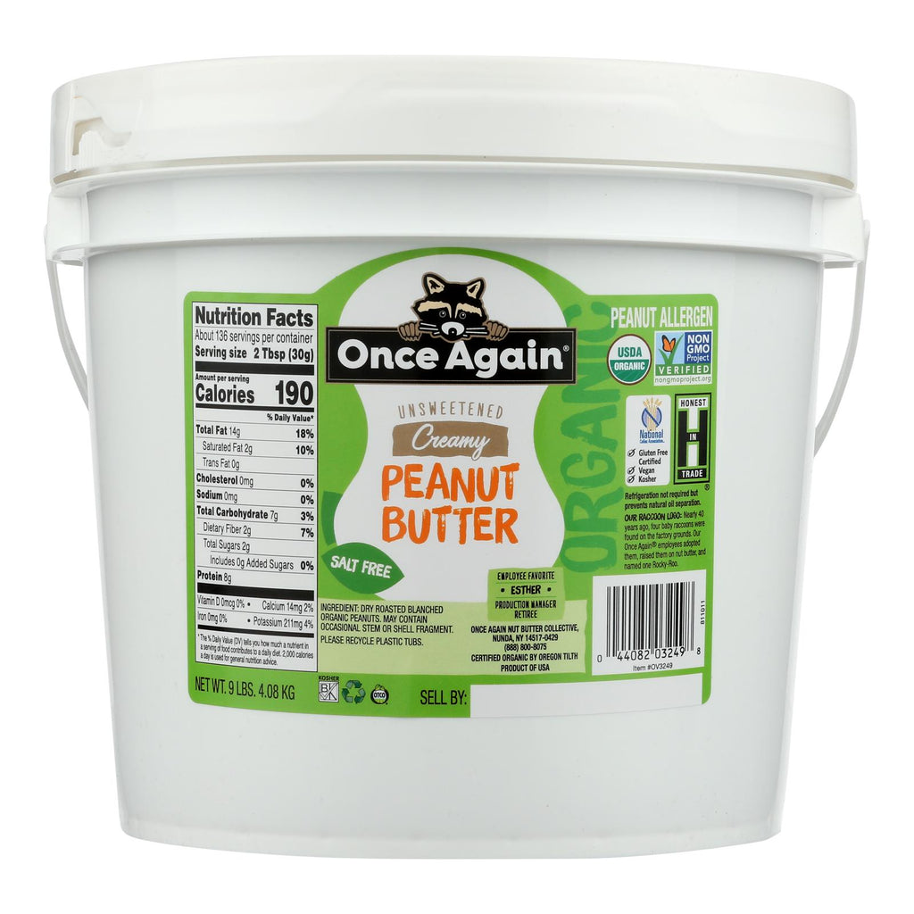 Organic Creamy Peanut Butter  - No Salt, 9lb Bulk Item - Cozy Farm 