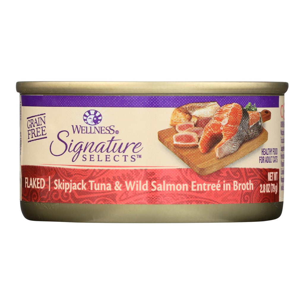 Wellness Pet Products - Signature Selects Cat Food - Skipjack Tuna And Wild Salmon Entree In Broth - Case Of 12 - 2.8 Oz. - Cozy Farm 