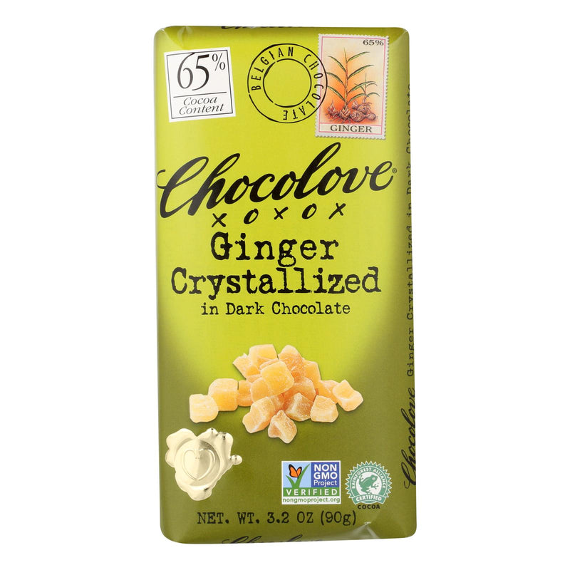 Chocolove Premium Dark Ginger Crystallized Chocolate Bars - 3.2 Oz Each (Pack of 12) - Cozy Farm 