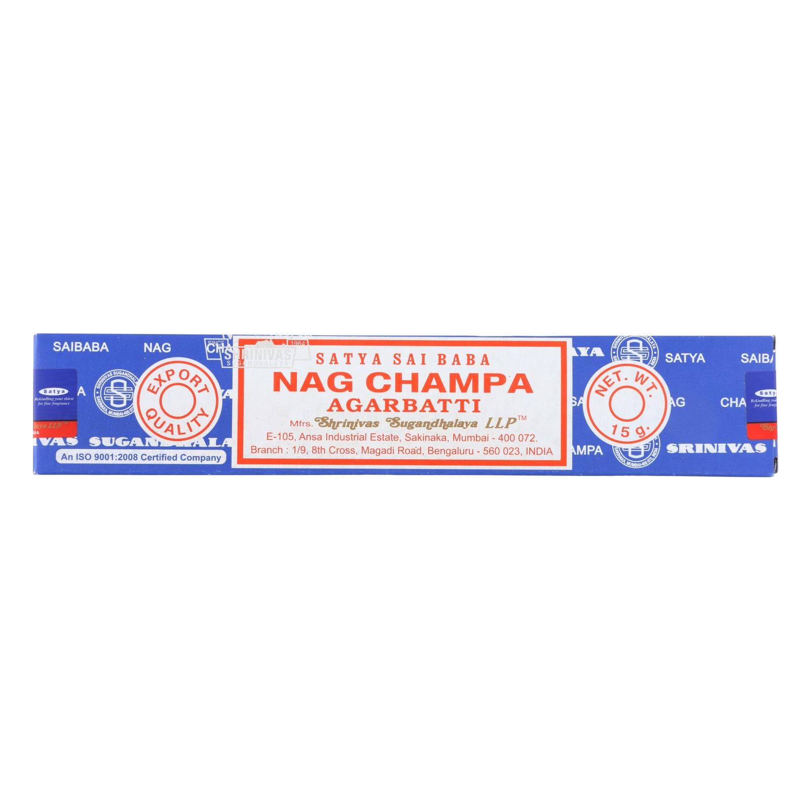  Satya Sai Baba Nag Champa Incense Sticks 15G 2 Packs By Nag  Champa : Home & Kitchen