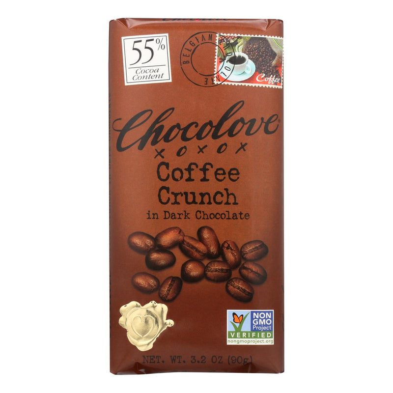 Chocolove Xoxox Dark Coffee Crunch Chocolate Bar (Pack of 12, 3.2 Oz) - Cozy Farm 