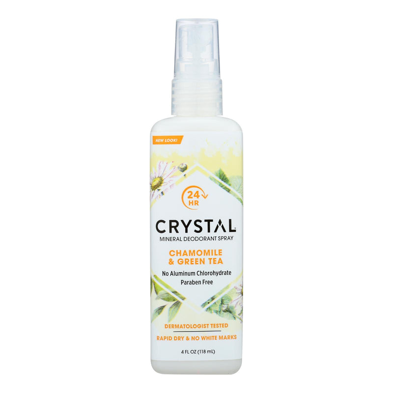 Crystal Essence Mineral Deodorant Body Spray, Chamomile & Green Tea - 4 Fl Oz - Cozy Farm 