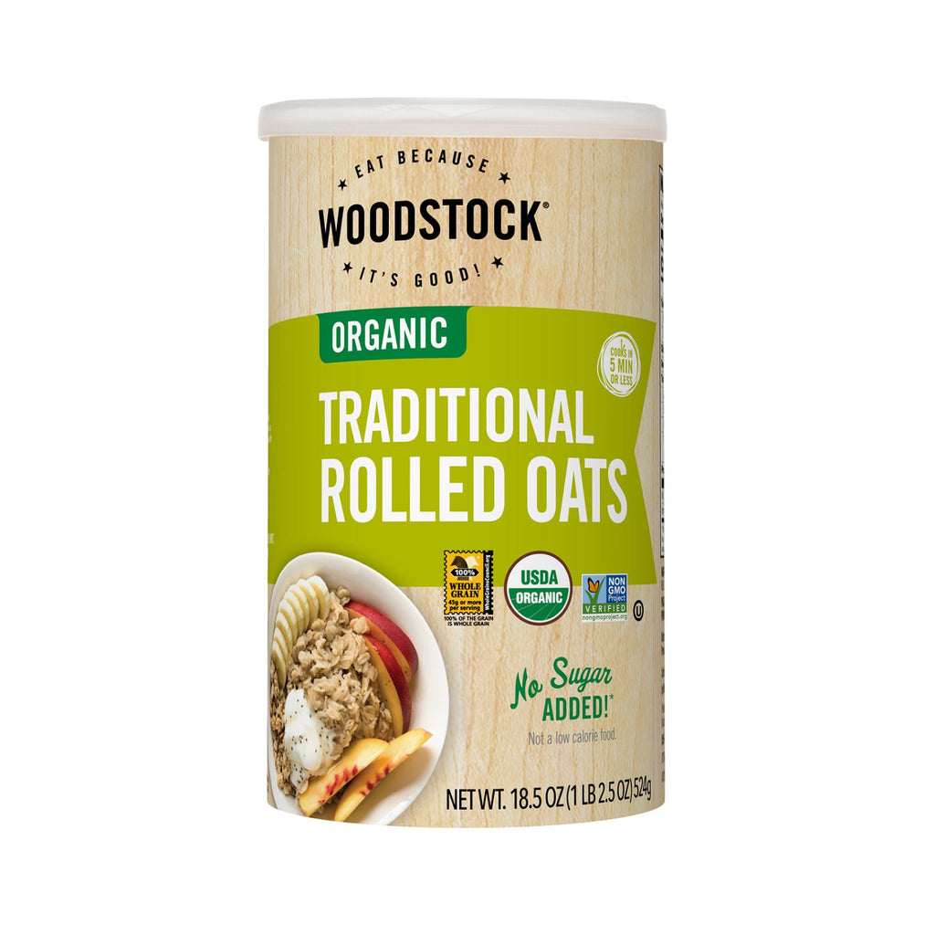 Woodstock Organic Traditional Rolled Oats (Pack of 12 - 18.5 Oz.) - Cozy Farm 