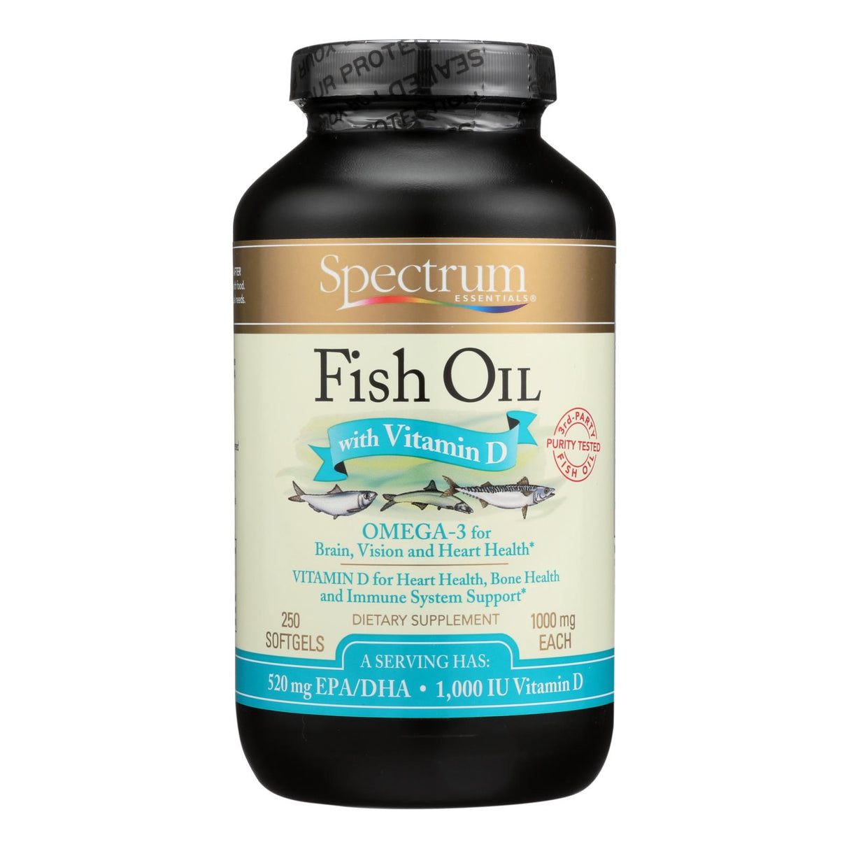 Spectrum Essentials Omega-3 Fish Oil with Vitamin D Dietary Supplement- 250 Softgels - Cozy Farm 