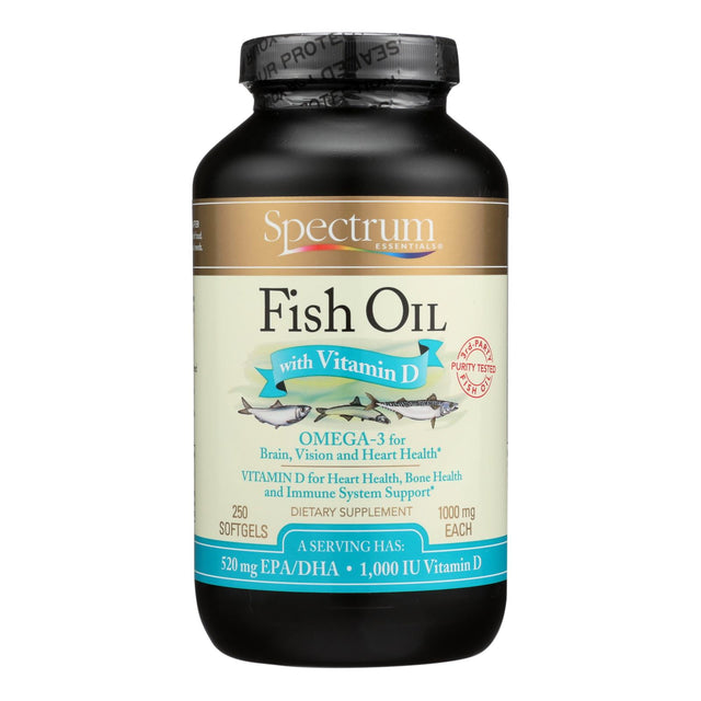 Spectrum Essentials Omega-3 Fish Oil with Vitamin D Dietary Supplement- 250 Softgels - Cozy Farm 