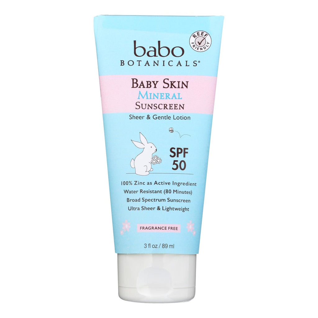 Babo Botanicals Baby Skin Mineral Sunscreen SPF 50 (Pack of 3 Oz.) - Cozy Farm 