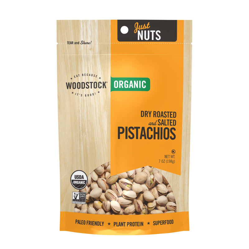 Woodstock Organic Dry Roasted and Salted Pistachios (8 x 7 Oz.) - Cozy Farm 
