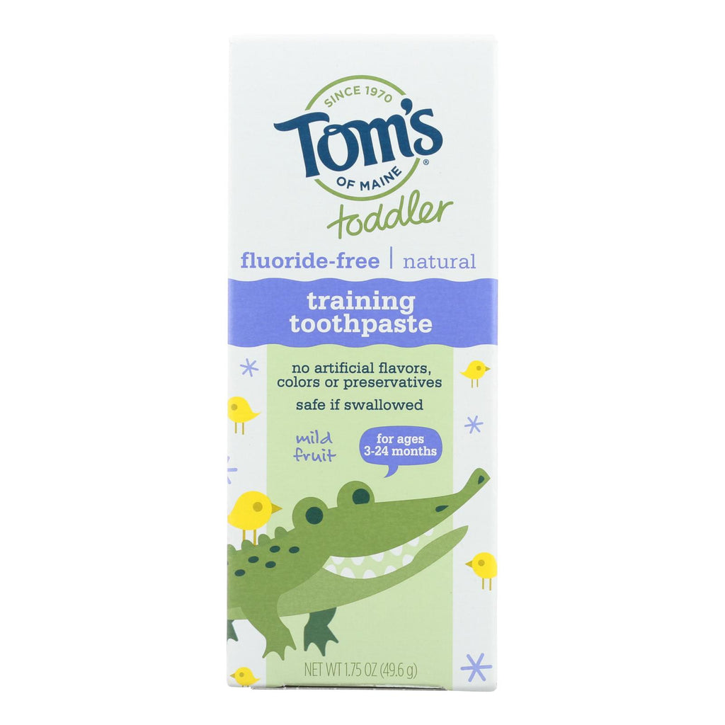 Tom's Of Maine Toothpaste - Toddler Training (Pack of 6) - Natural Fluoride-Free Mild Fruit Flavor 1.75 Oz - Cozy Farm 