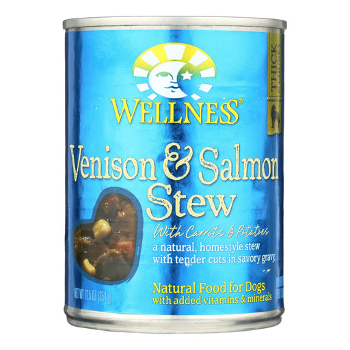 Wellness Pet Products Dog Food - Venison and Salmon with Potatoes and Carrots (Pack of 12) - 12.5 oz. - Cozy Farm 