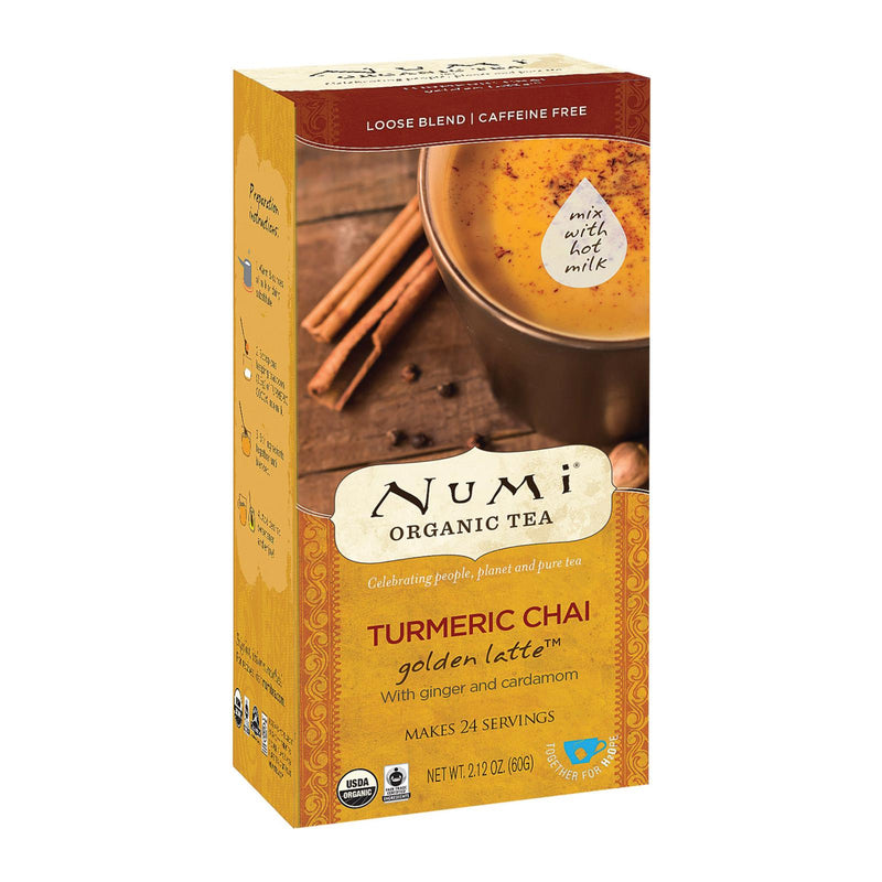 Numi Organic Turmeric Chai Golden Latte (Pack of 6 - 2.12 Oz.) - Warming Comfort, Golden Glow - Cozy Farm 