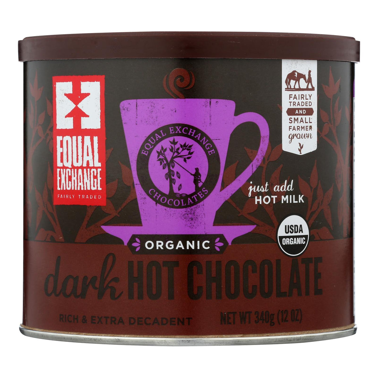 Equal Exchange Organic Dark Hot Chocolate - 12 Oz., Pack of 6 - Cozy Farm 