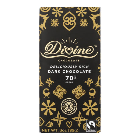 Divine Dark Chocolate Bar 70% Cocoa (Pack of 12 - 3 Oz.) - Cozy Farm 