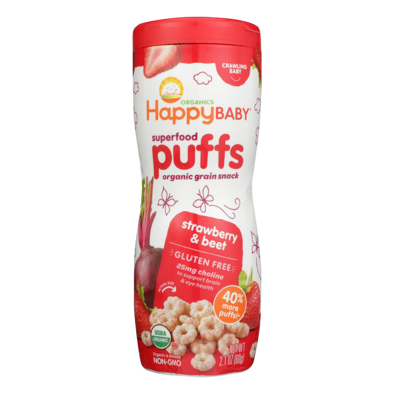 Happy Bites Organic Strawberry Puffs for Babies (Pack of 6 - 2.1 Oz.) - Cozy Farm 