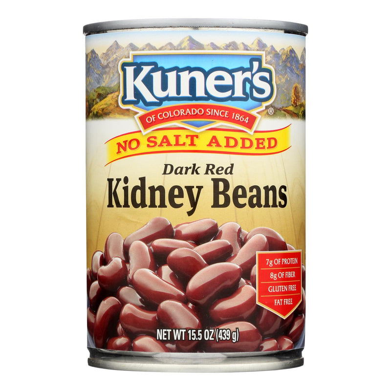 Kuner Dark Red Kidney Beans, No Salt Added, Case of 12 - 15 Oz. Cans - Cozy Farm 