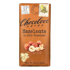 Chocolove Premium Xoxox Milk Chocolate Bars with Hazelnuts, 3.2 Oz (12-Pack) - Cozy Farm 