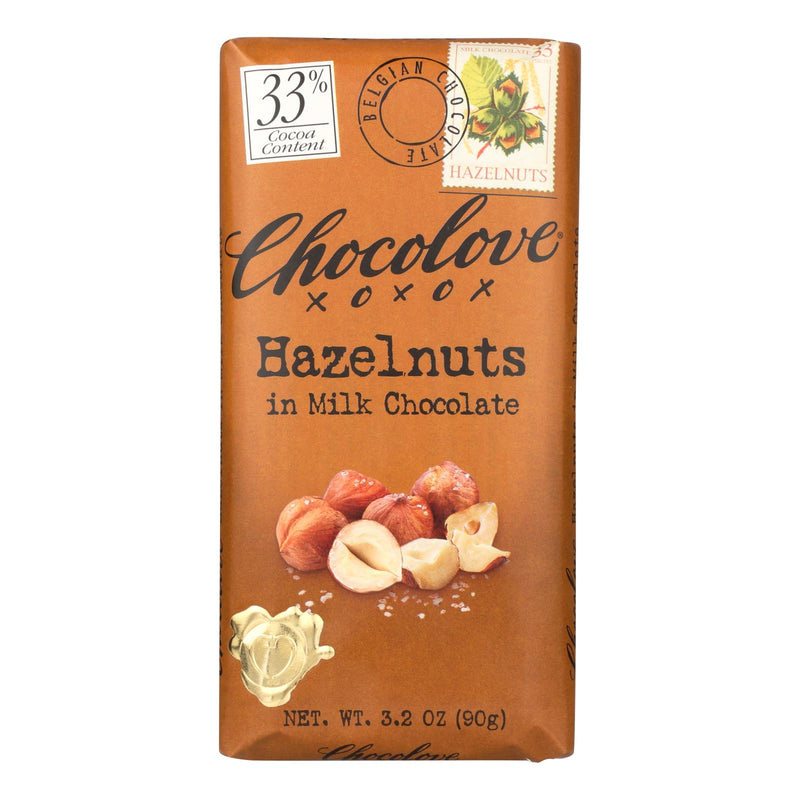 Chocolove Premium Xoxox Milk Chocolate Bars with Hazelnuts, 3.2 Oz (12-Pack) - Cozy Farm 