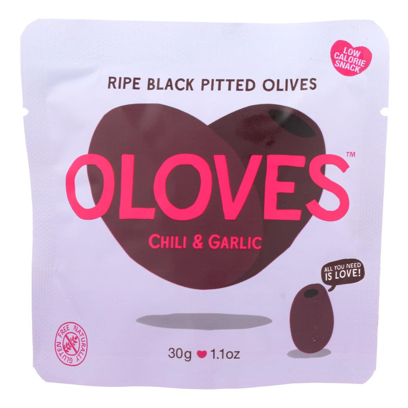 Oloves Chili & Garlic Pitted Olives, 10 Pack (1.1 Oz. Each) - Cozy Farm 