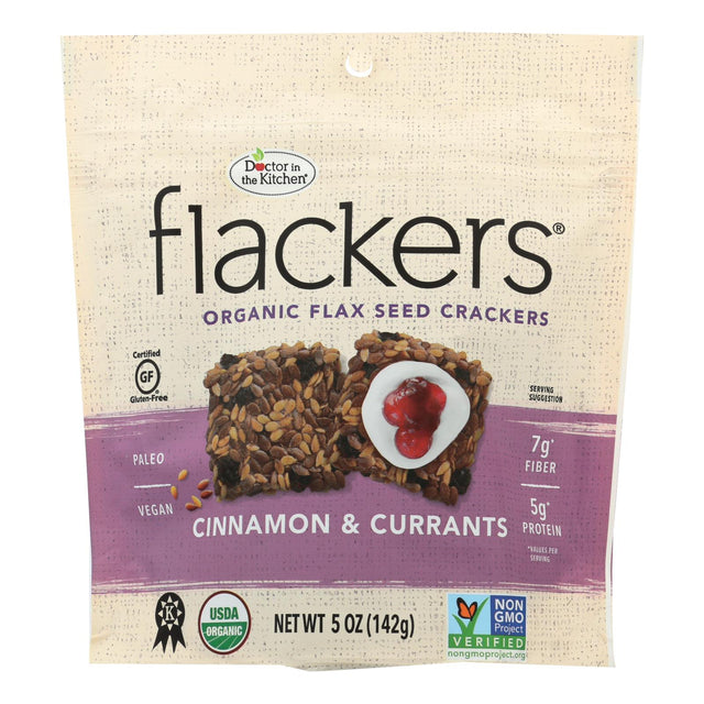 Doctor In The Kitchen Organic Flax Seed Crackers with Cinnamon and Currants (Pack of 6 - 5 Oz.) - Cozy Farm 