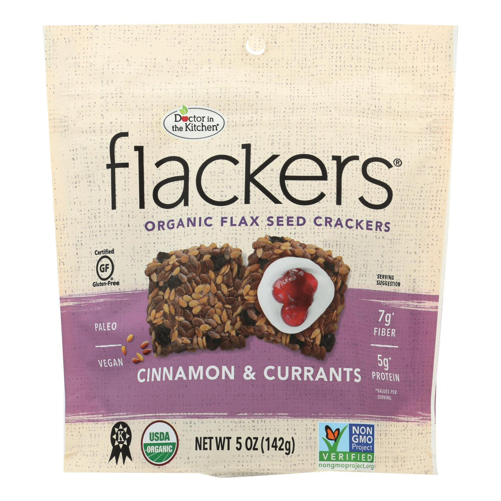 Doctor In The Kitchen Organic Flax Seed Crackers with Cinnamon and Currants (Pack of 6 - 5 Oz.) - Cozy Farm 