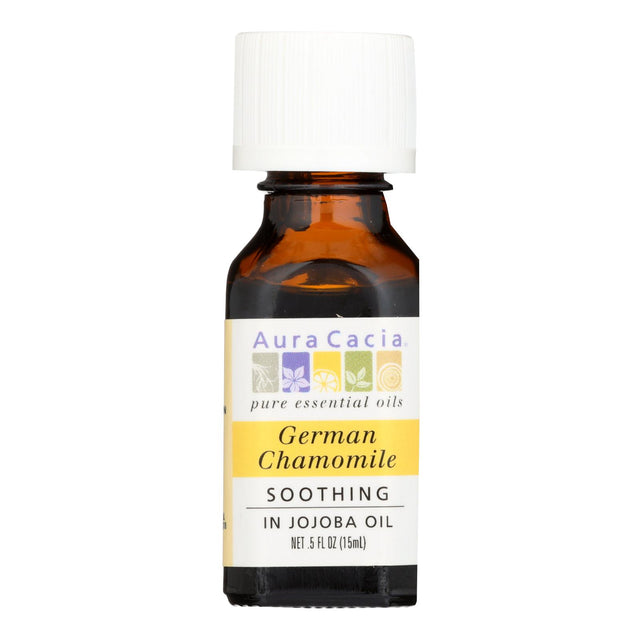 Aura Cacia German Chamomile Essential Oil in Jojoba Oil (0.5 Fl Oz) - Cozy Farm 