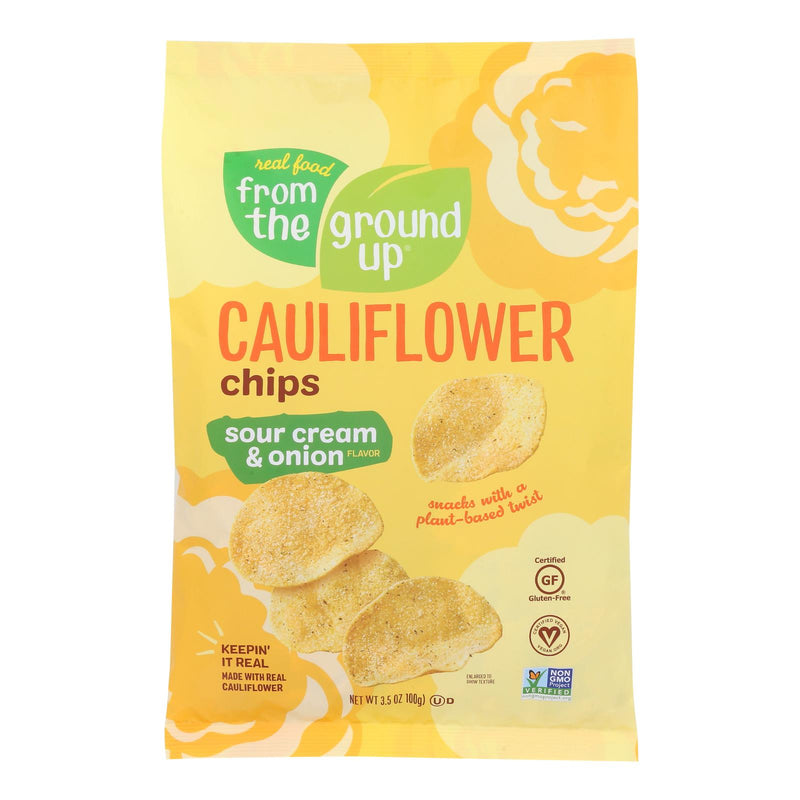 From The Ground Up Sour Cream & Onion Cauliflower Chips, 3.5 Oz Bag (12 Pack) - Cozy Farm 