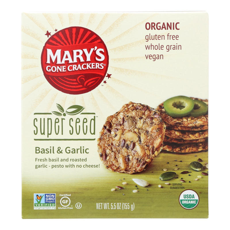 Mary's Gone Crackers Super Seed Basil & Garlic, 5.5 Oz (Pack of 6) - Cozy Farm 