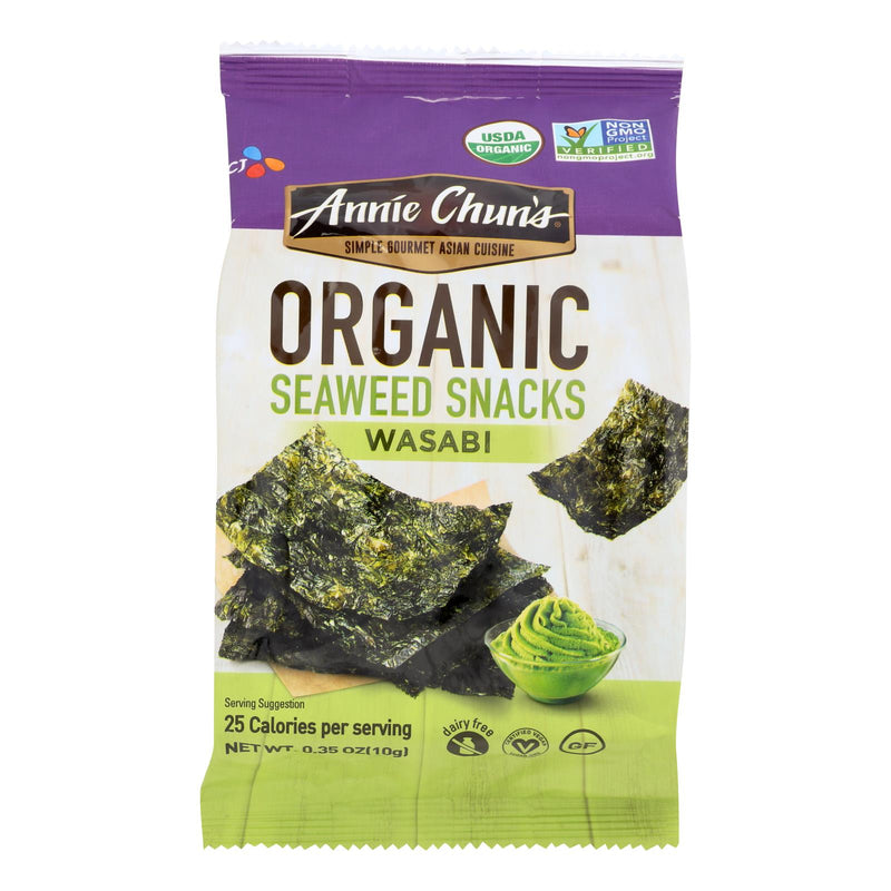 Annie Chun's Organic Wasabi Seaweed Snacks, 0.35 Oz. (Pack of 12) - Cozy Farm 