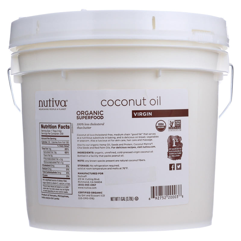 Nutiva Organic Extra Virgin Coconut Oil, 1 Gallon - Cozy Farm 