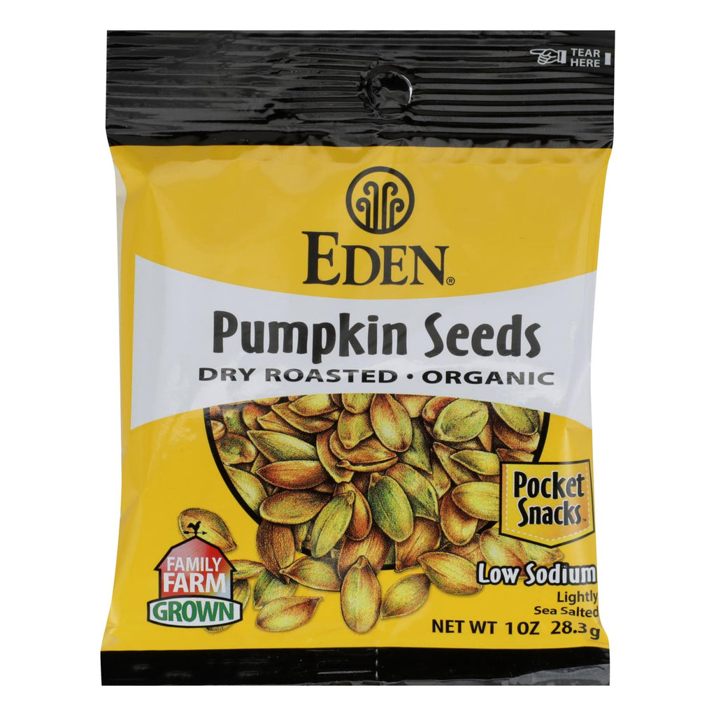 Eden Foods Organic Pocket Snacks - Pumpkin Seeds - Dry Roasted And Salted - 1 Oz - Case Of 12 - Cozy Farm 
