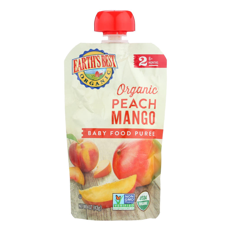 Earth's Best Organic Peach Mango Baby Food Puree - Stage 2 - Case Of 12 - 4 Oz. - Cozy Farm 