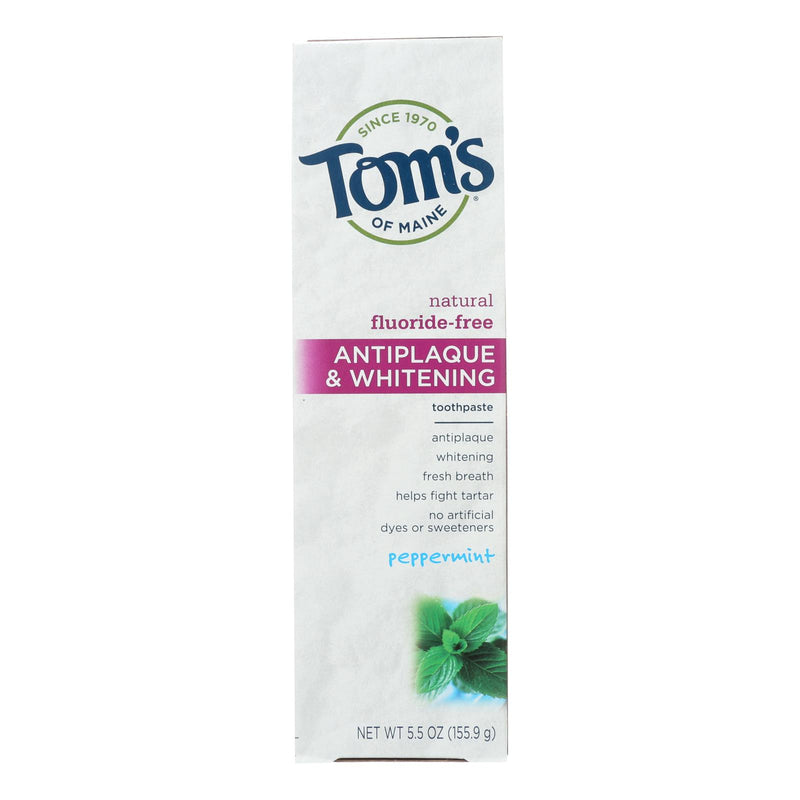 Tom's of Maine Antiplaque and Whitening Toothpaste, Peppermint Flavor, 5.5 Oz (Pack of 6) - Cozy Farm 