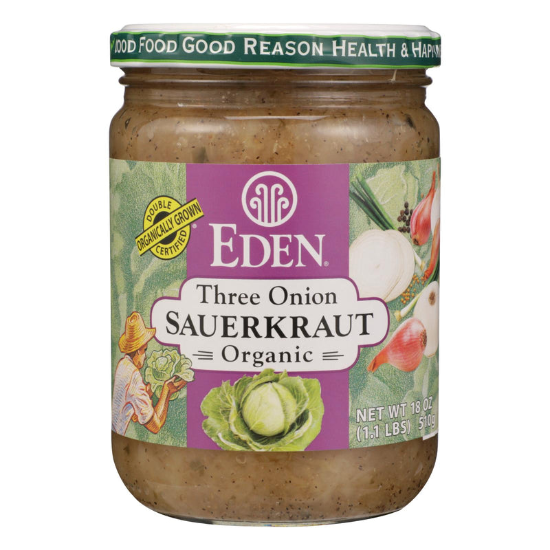 Organic Eden Three Onion Sauerkraut, 18 Oz (Pack of 12) - Cozy Farm 