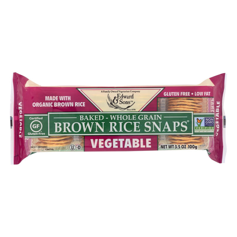 Edward and Sons Organic Vegetable Rice Snaps, 3.5 Oz., Pack of 12 - Cozy Farm 
