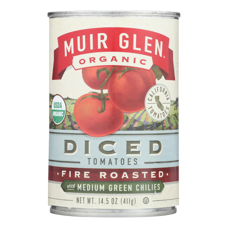 Muir Glen Fire-Roasted Diced Tomatoes with Green Chilies, 14.5 oz Pack of 12 - Cozy Farm 