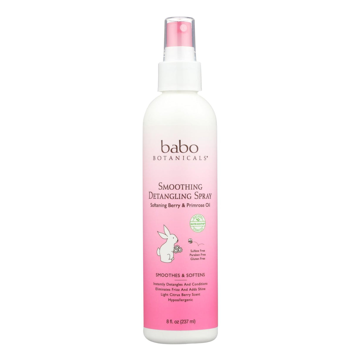 Babo Botanicals Instantly Smooth Detangler for Tangles & Knots - Berry Primrose | Pack of 8 | 8 Fl Oz Each - Cozy Farm 