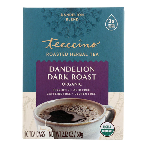 Teeccino Organic Dandelion Dark Roast Herbal Coffee 10 Bag - (Pack of 6) - Cozy Farm 