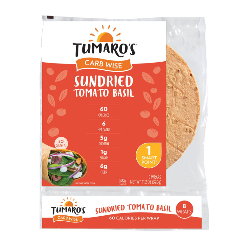 Tumaro's Carb Wise Sundried Tomato Basil Wraps, 8-Inch (Pack of 6 - 8 Count) - Cozy Farm 