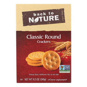 Back To Nature Classic Round Safflower Oil & Sea Salt Crackers, 8.5 Oz. (Pack of 6) - Cozy Farm 