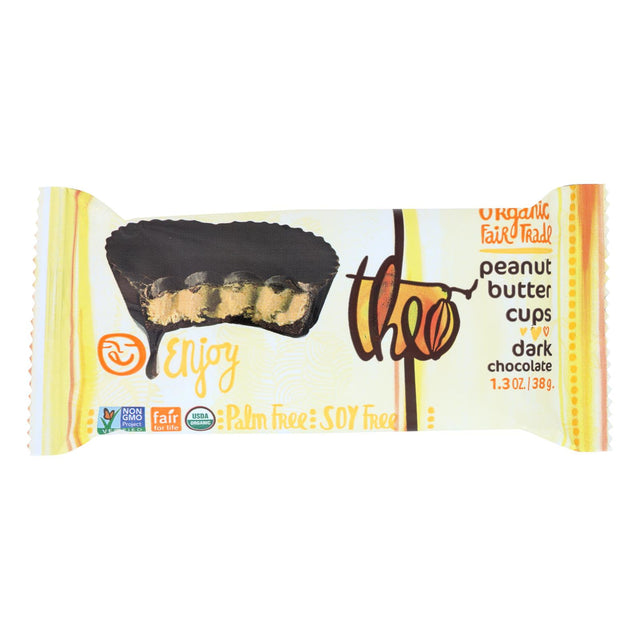 Theo Chocolate Peanut Butter Cups - Dark Chocolate - 1.3 Oz - Case Of 12 - Cozy Farm 