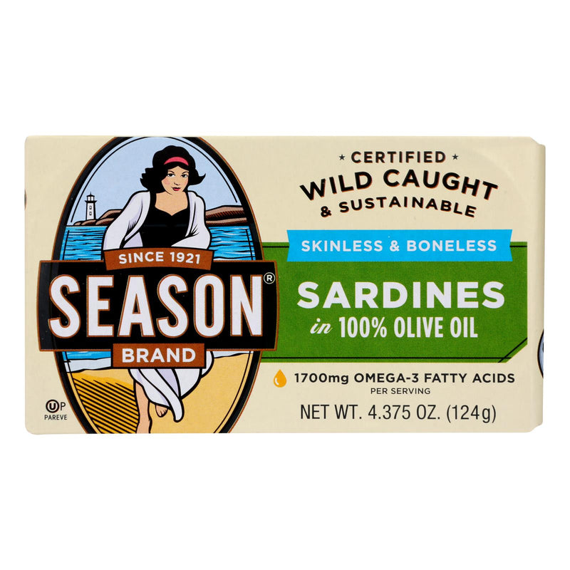 Season Sardines in Olive Oil, 12-Pack (4.375 Oz. Each) - Cozy Farm 