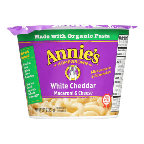 Annie's Homegrown Original White Cheddar Microwavable Mac and Cheese Cup - 12 Pack (2.01 Oz. Each) - Cozy Farm 