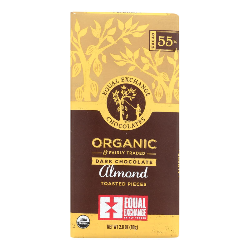 Equal Exchange Organic Dark Chocolate Almond Bar (Pack of 12 - 2.8 Oz.) - Cozy Farm 