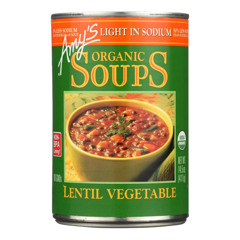 Amy's Organic Lentil Vegetable Soup, Low Sodium, 14.5 Oz. (Pack of 12) - Cozy Farm 