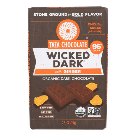 Taza Chocolate - Bar Wckd Dark Ginger 95% - Case Of 10 - 2.5 Oz - Cozy Farm 