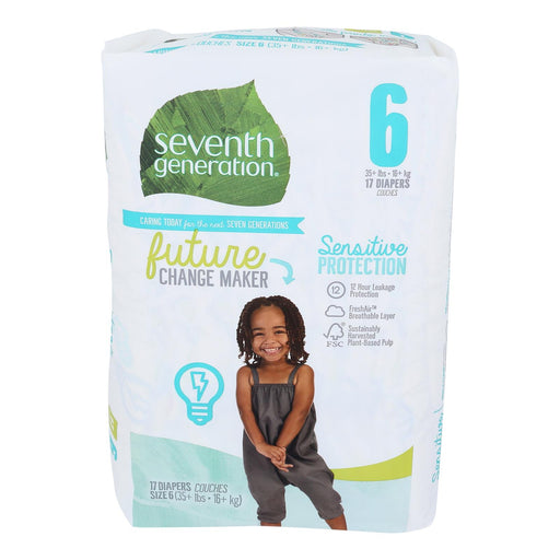 Seventh Generation Baby Diapers for Growing Toddlers, Stage 6 (35+ Lbs), Gentle Protection for Sensitive Skin - 68 Count - Cozy Farm 