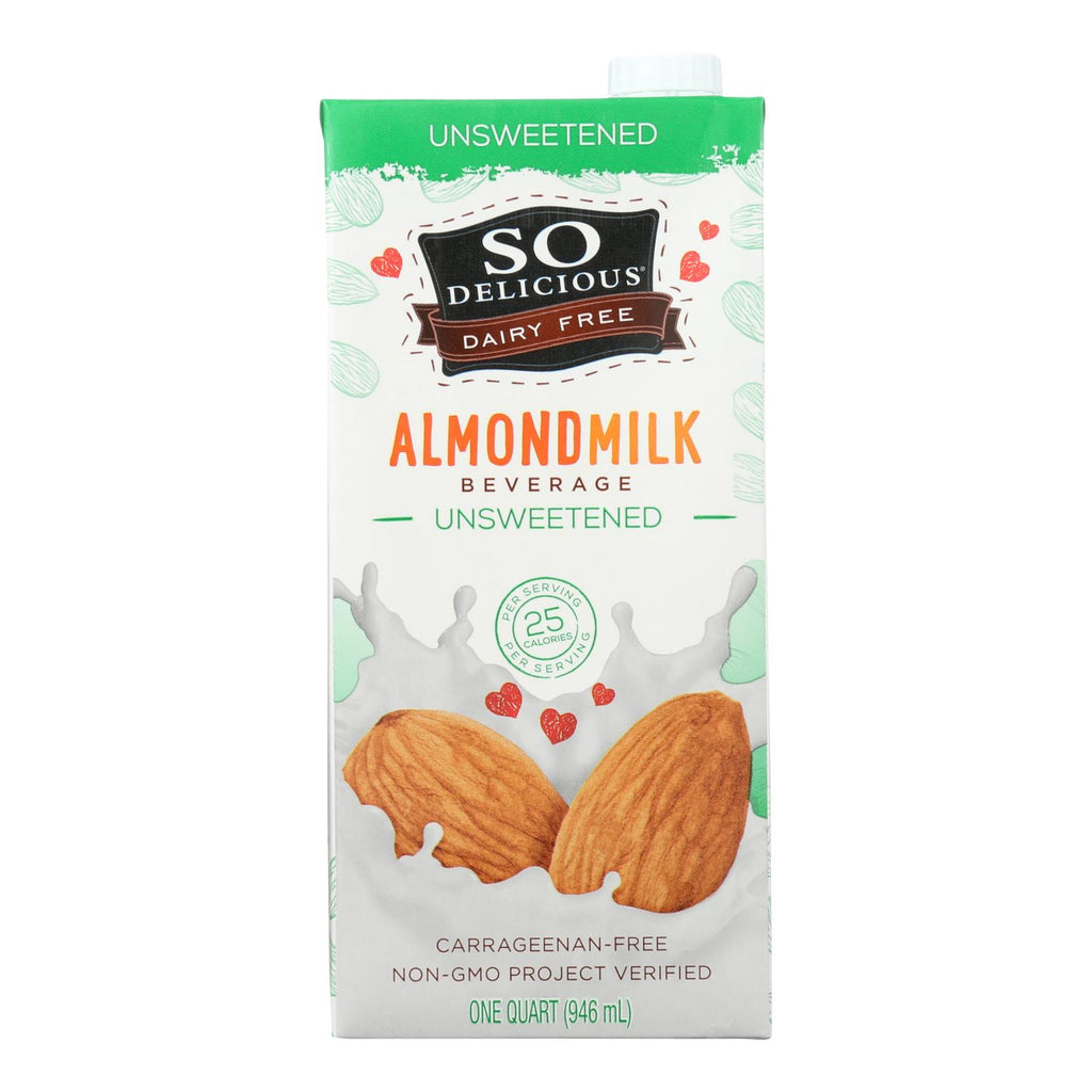 So Delicious Dairy Free Almond Milk Beverage (Pack of 6) - Unsweetened - 32 Fl Oz. - Cozy Farm 